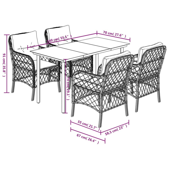 Set mobilier de grădină cu perne, 5 piese gri deschis poliratan - WALTI WALTI