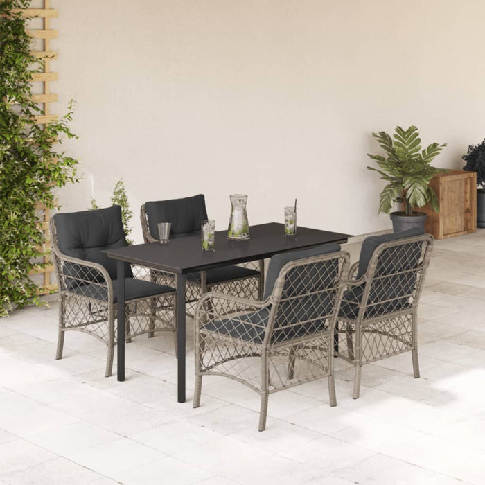Set mobilier de grădină cu perne, 5 piese gri deschis poliratan - WALTI WALTI