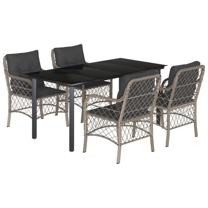 Set mobilier de grădină cu perne, 5 piese gri deschis poliratan - WALTI WALTI