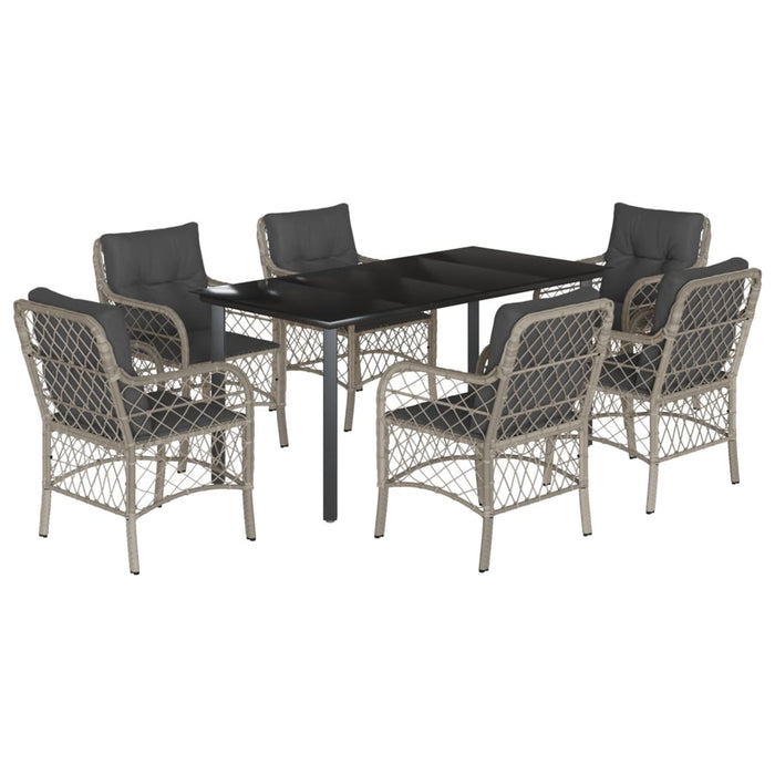 Set mobilier de grădină cu perne, 7 piese gri deschis poliratan WALTI