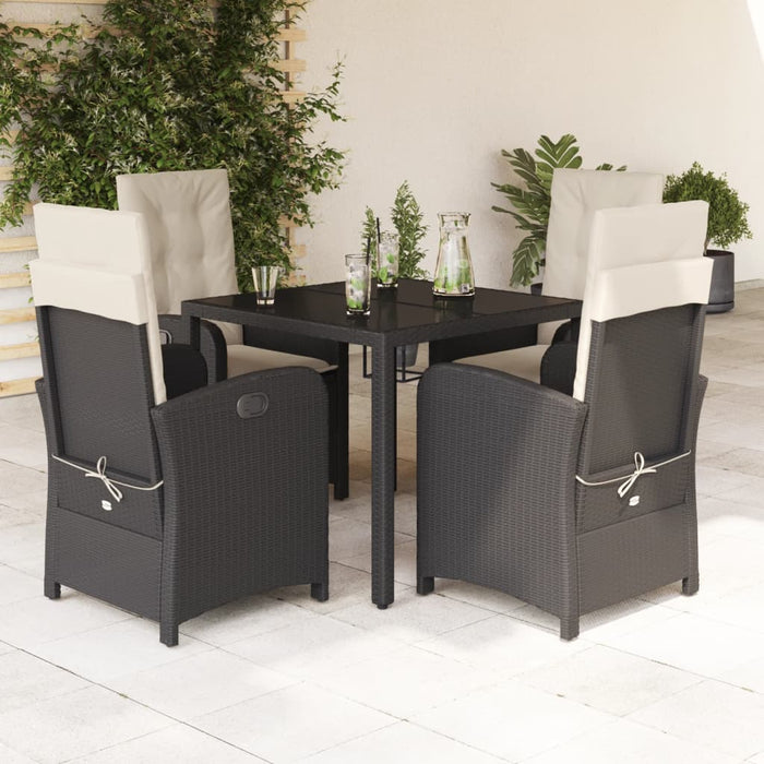 Set mobilier de grădină cu perne, 5 piese, negru, poliratan - WALTI WALTI