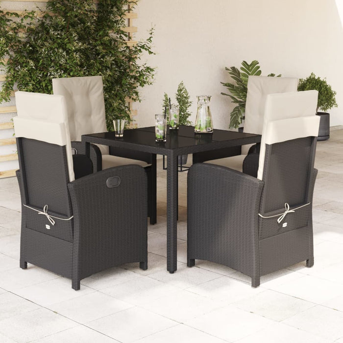 Set mobilier de grădină cu perne, 5 piese, negru, poliratan - WALTI WALTI