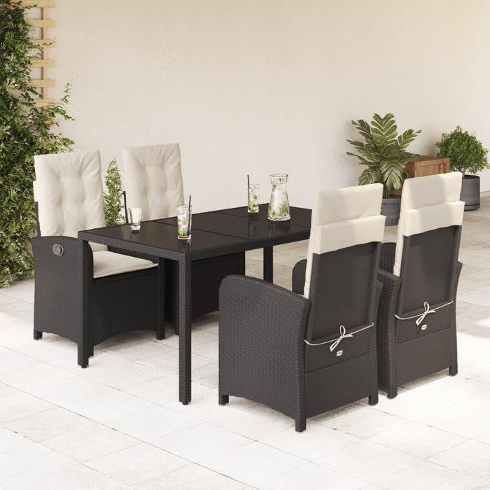 Set mobilier de grădină cu perne, 5 piese, negru, poliratan - WALTI WALTI