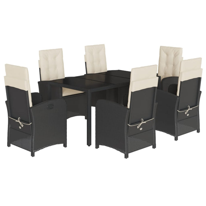 Set mobilier de grădină cu perne, 7 piese, negru, poliratan - WALTI WALTI