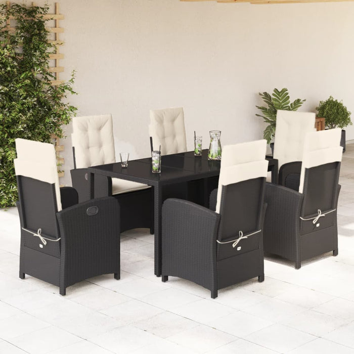 Set mobilier de grădină cu perne, 7 piese, negru, poliratan - WALTI WALTI