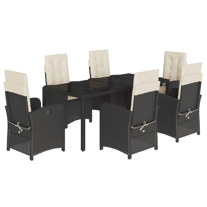 Set mobilier de grădină cu perne, 7 piese, negru, poliratan WALTI