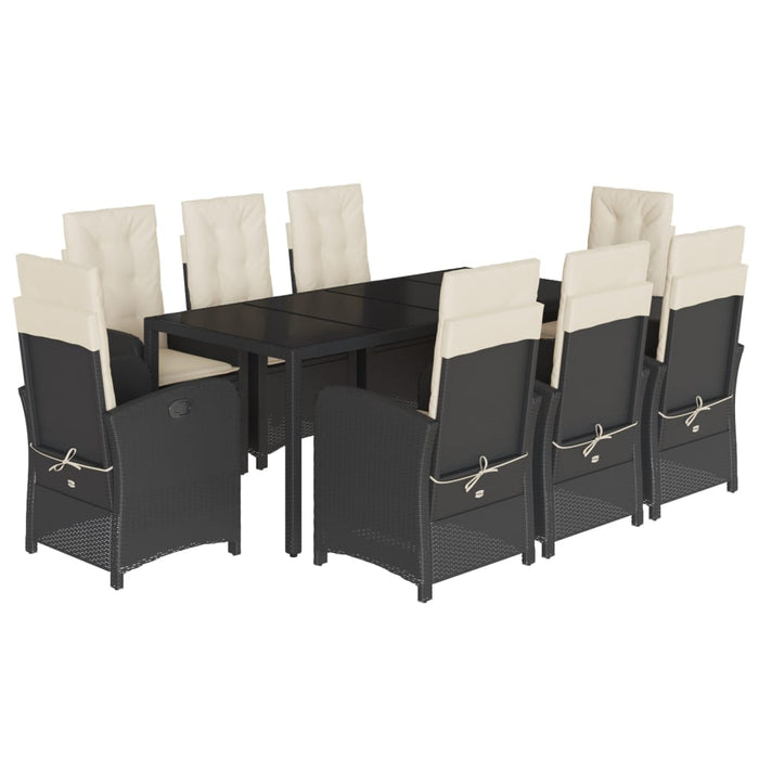 Set mobilier de grădină cu perne, 9 piese, negru, poliratan - WALTI WALTI