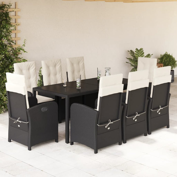 Set mobilier de grădină cu perne, 9 piese, negru, poliratan - WALTI WALTI