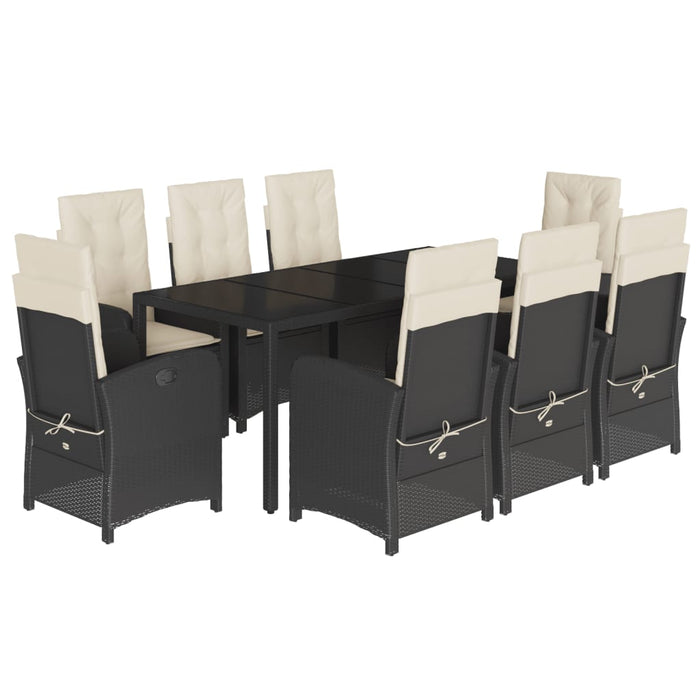 Set mobilier de grădină cu perne, 9 piese, negru, poliratan - WALTI WALTI