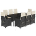 Set mobilier de grădină cu perne, 9 piese, negru, poliratan - WALTI WALTI