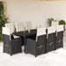 Set mobilier de grădină cu perne, 9 piese, negru, poliratan - WALTI WALTI