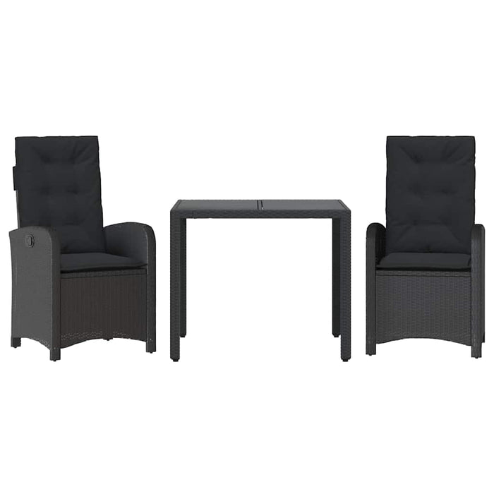 Set mobilier de grădină cu perne, 3 piese, negru, poliratan - WALTI WALTI