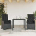 Set mobilier de grădină cu perne, 3 piese, negru, poliratan - WALTI WALTI
