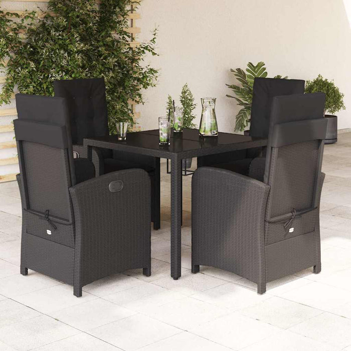 Set mobilier de grădină cu perne, 5 piese, negru, poliratan - WALTI WALTI