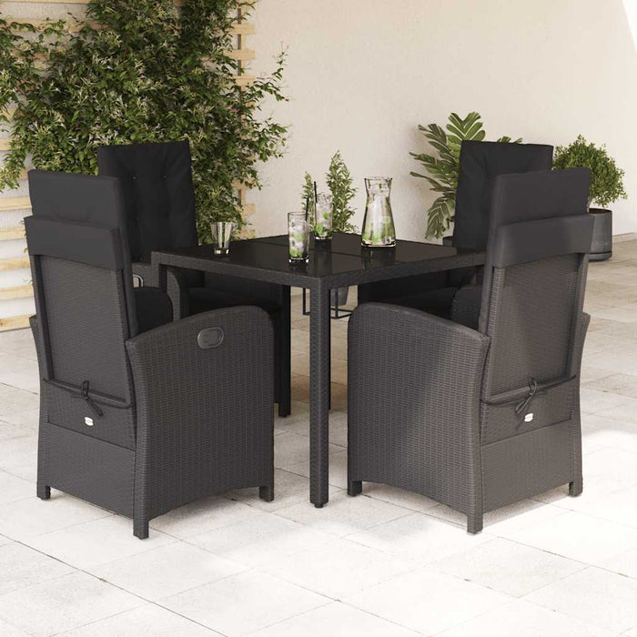 Set mobilier de grădină cu perne, 5 piese, negru, poliratan - WALTI WALTI