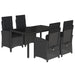 Set mobilier de grădină cu perne, 5 piese, negru, poliratan - WALTI WALTI