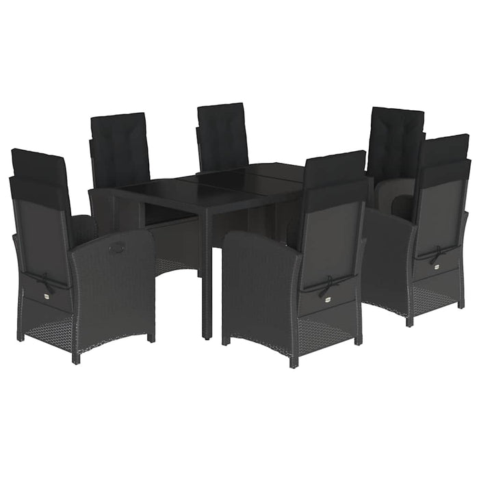 Set mobilier de grădină cu perne, 7 piese, negru, poliratan - WALTI WALTI