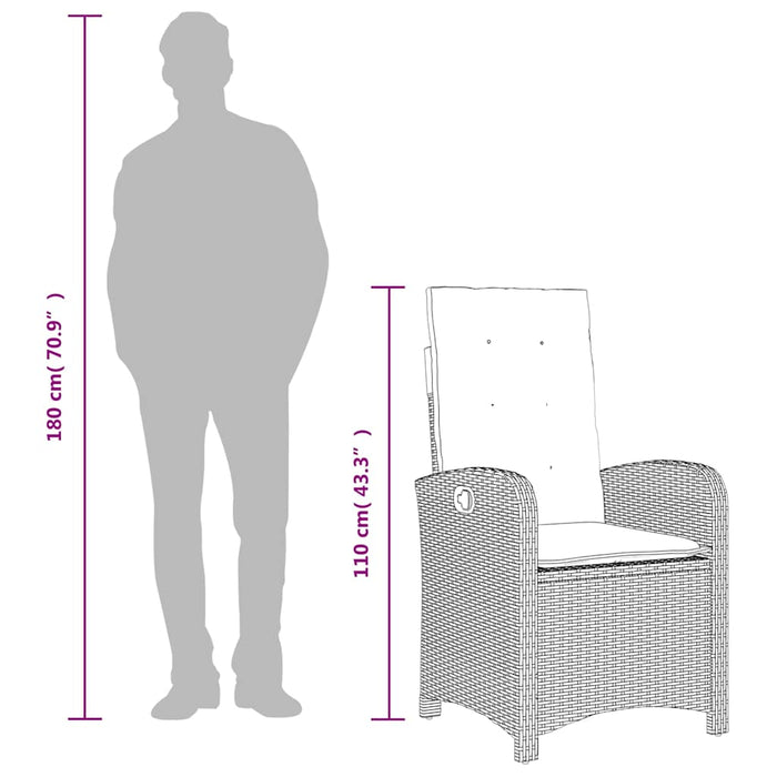 Set mobilier de grădină cu perne, 7 piese, negru, poliratan - WALTI WALTI