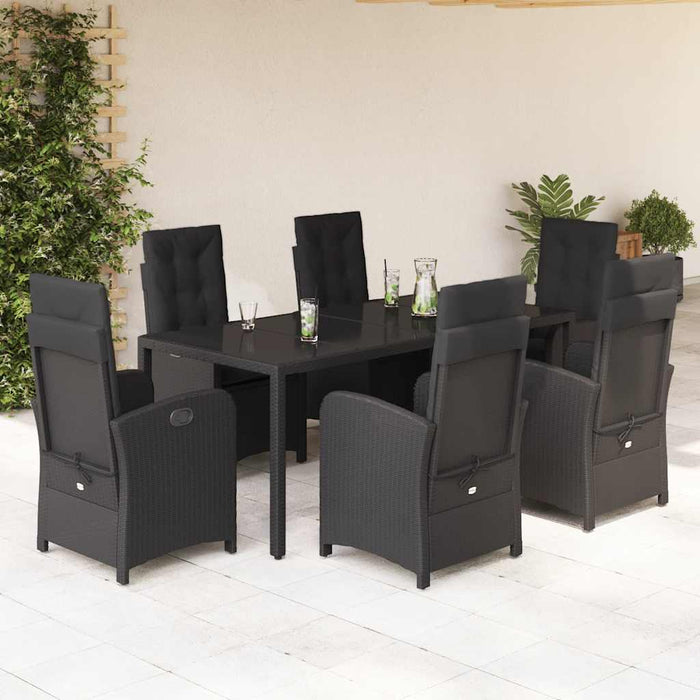 Set mobilier de grădină cu perne, 7 piese, negru, poliratan - WALTI WALTI