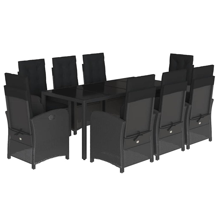 Set mobilier de grădină cu perne, 9 piese, negru, poliratan - WALTI WALTI
