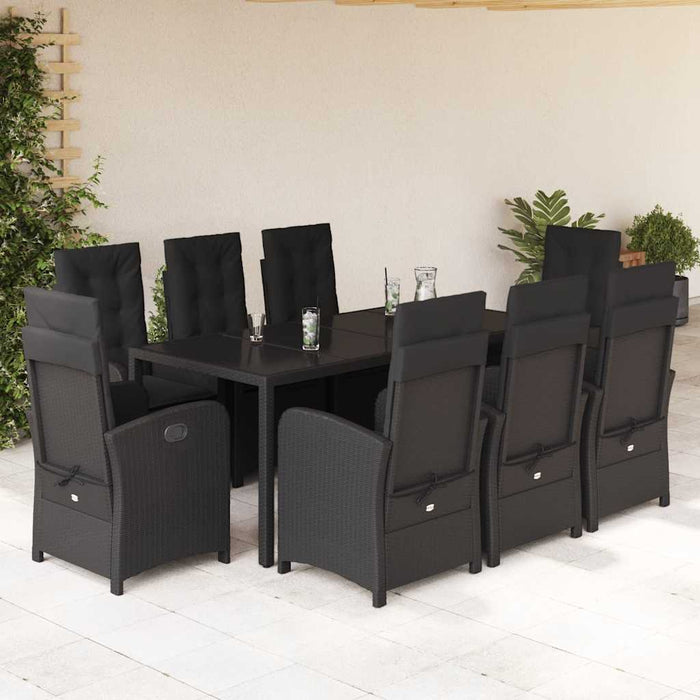 Set mobilier de grădină cu perne, 9 piese, negru, poliratan - WALTI WALTI