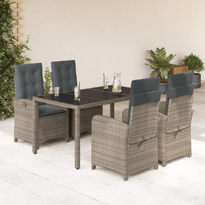 Set mobilier de grădină cu perne, 5 piese, gri, poliratan - WALTI WALTI