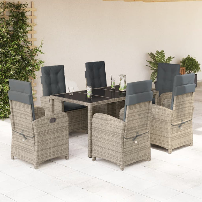 Set mobilier de grădină cu perne, 7 piese, gri, poliratan WALTI