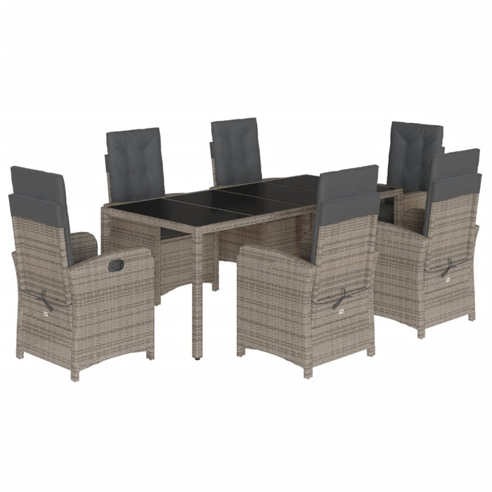 Set mobilier de grădină cu perne, 7 piese, gri, poliratan WALTI