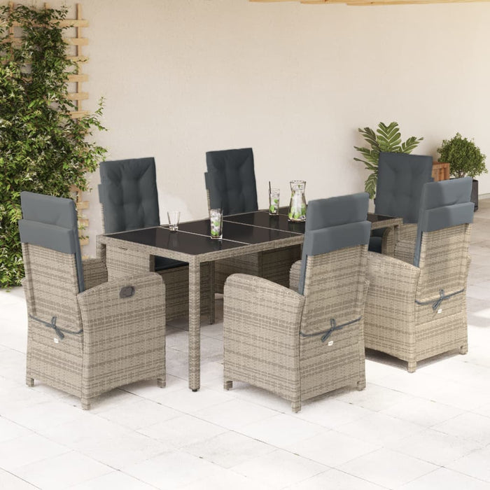 Set mobilier de grădină cu perne, 7 piese, gri, poliratan WALTI