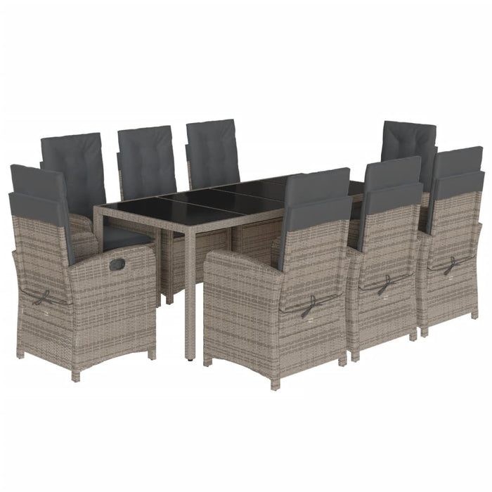 Set mobilier grădină cu perne, 9 piese, gri, poliratan - WALTI WALTI