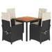 Set mobilier de grădină cu perne, 5 piese, negru, poliratan - WALTI WALTI