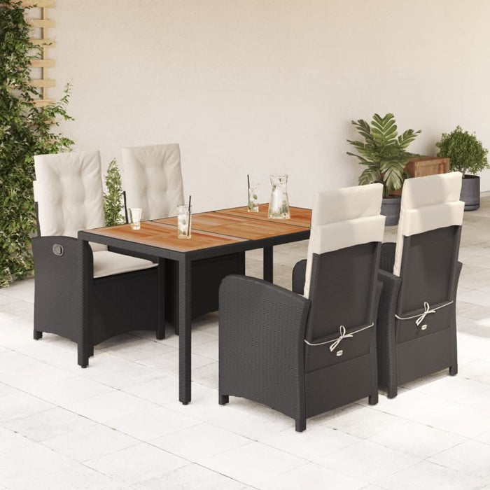 Set mobilier de grădină cu perne, 5 piese, negru, poliratan - WALTI WALTI