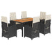 Set mobilier de grădină cu perne, 7 piese, negru, poliratan - WALTI WALTI