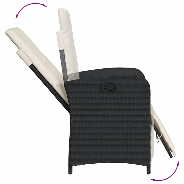 Set mobilier de grădină cu perne, 7 piese, negru, poliratan WALTI