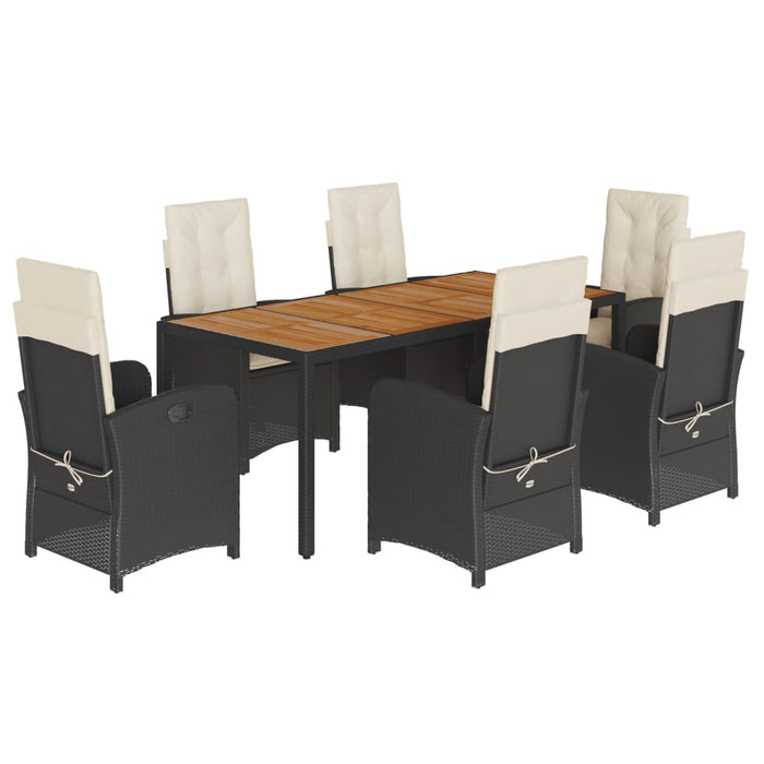 Set mobilier de grădină cu perne, 7 piese, negru, poliratan WALTI
