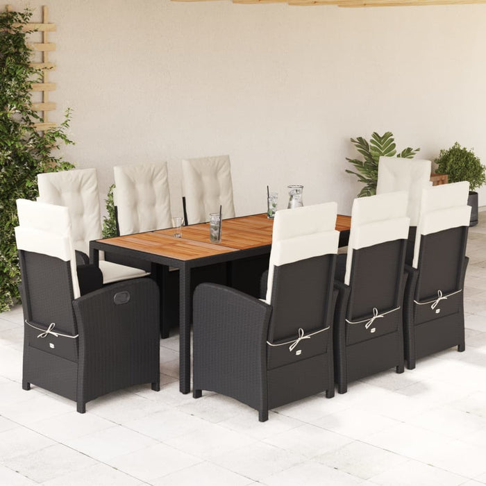 Set mobilier de grădină cu perne, 9 piese, negru, poliratan - WALTI WALTI