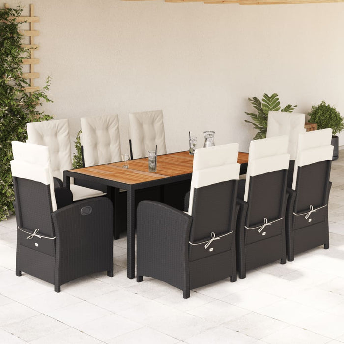 Set mobilier de grădină cu perne, 9 piese, negru, poliratan - WALTI WALTI