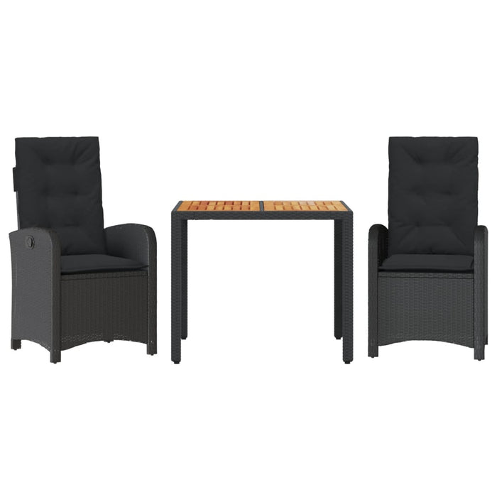 Set mobilier de grădină cu perne, 3 piese, negru, poliratan - WALTI WALTI