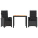 Set mobilier de grădină cu perne, 3 piese, negru, poliratan - WALTI WALTI