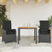 Set mobilier de grădină cu perne, 3 piese, negru, poliratan - WALTI WALTI