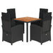 Set mobilier de grădină cu perne, 5 piese, negru, poliratan - WALTI WALTI