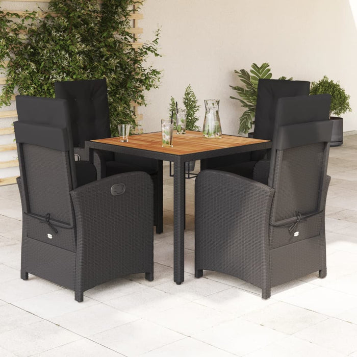 Set mobilier de grădină cu perne, 5 piese, negru, poliratan - WALTI WALTI