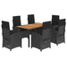 Set mobilier de grădină cu perne, 7 piese, negru, poliratan - WALTI WALTI