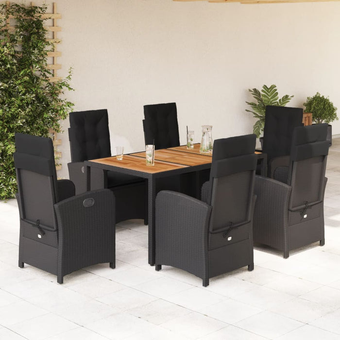 Set mobilier de grădină cu perne, 7 piese, negru, poliratan - WALTI WALTI