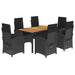 Set mobilier de grădină cu perne, 7 piese, negru, poliratan - WALTI WALTI