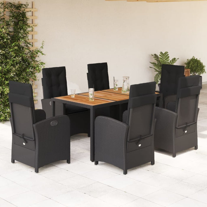 Set mobilier de grădină cu perne, 7 piese, negru, poliratan - WALTI WALTI