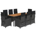 Set mobilier de grădină cu perne, 9 piese, negru, poliratan - WALTI WALTI
