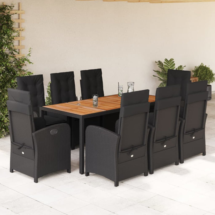 Set mobilier de grădină cu perne, 9 piese, negru, poliratan - WALTI WALTI