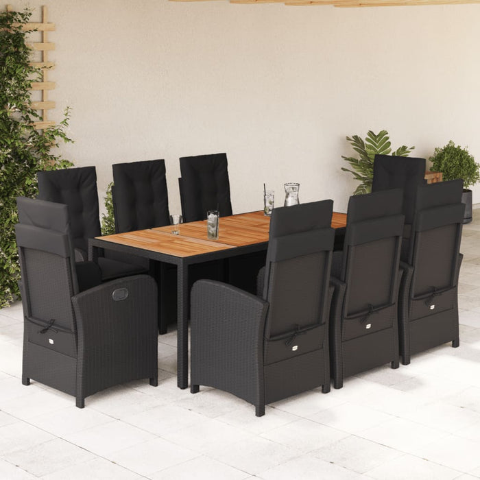 Set mobilier de grădină cu perne, 9 piese, negru, poliratan - WALTI WALTI
