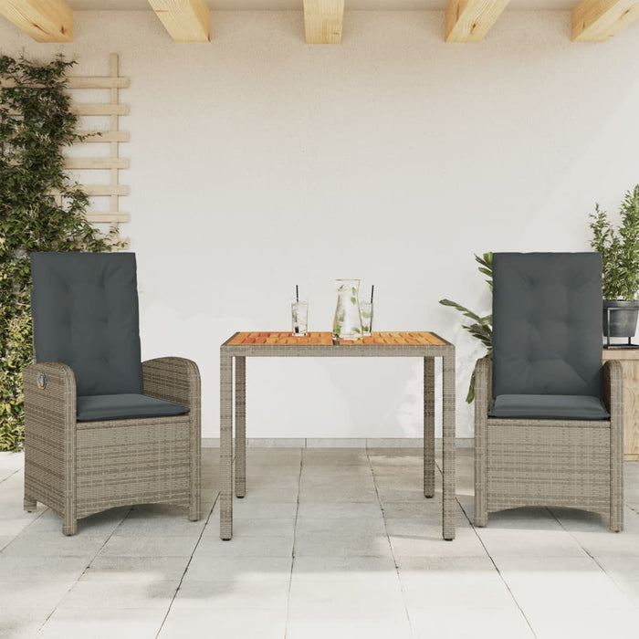 Set mobilier de grădină cu perne, 3 piese, gri, poliratan - WALTI WALTI